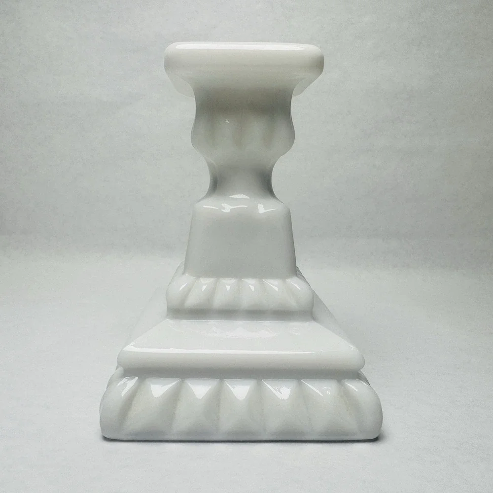 Milk Glass Candlestick Holder Square Pedestal Farmhouse Core French‎ White 4.5